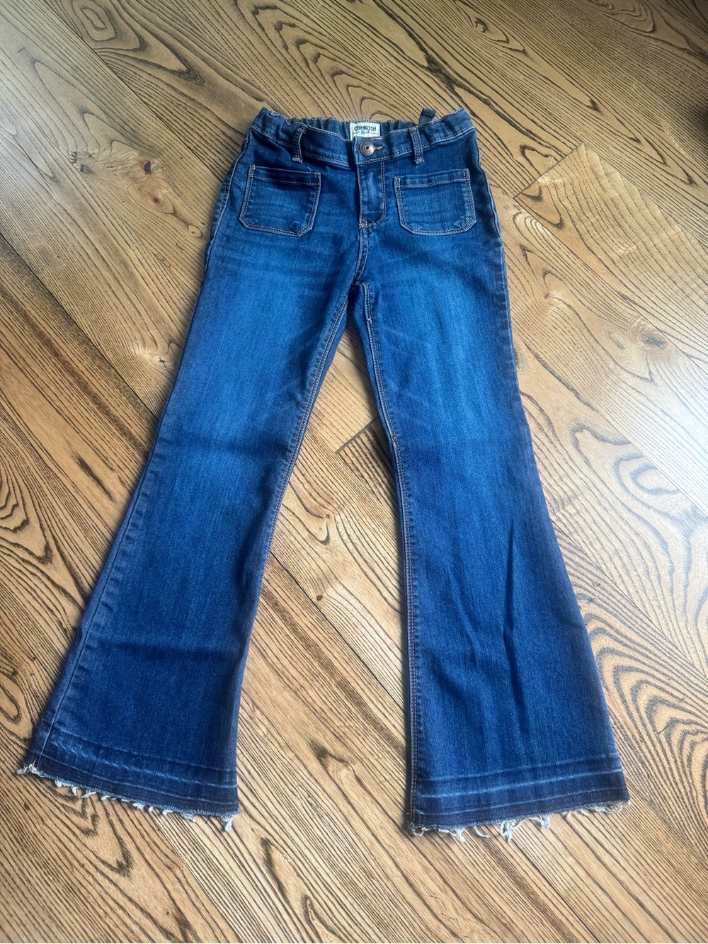 Girls OshKosh B'gosh Dark Blue Girls' Raw Hem Flared Jeans, Size 8
